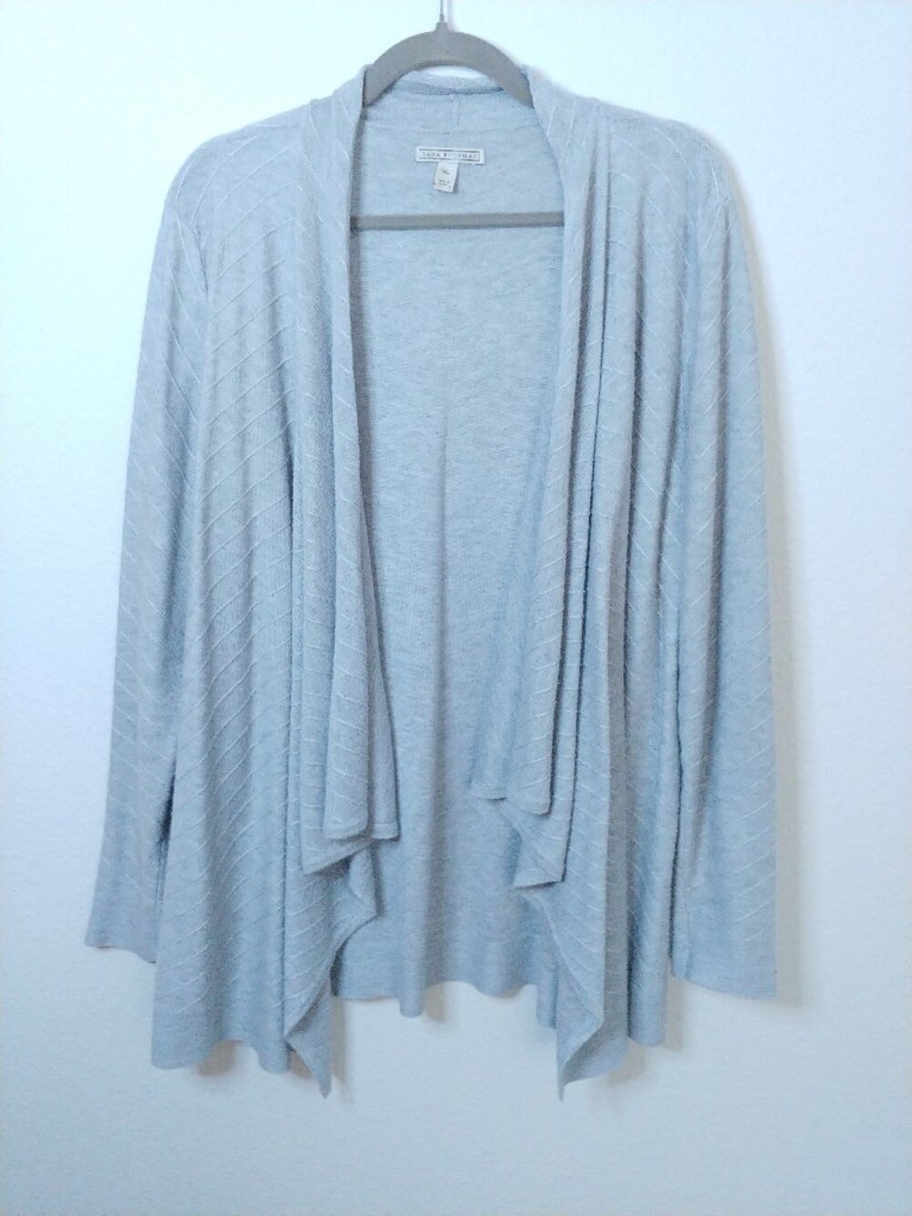 Dana Buchman Light Gray Waterfall Cardigan
